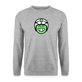 Emoticon Grin with moped helmet (colors can be changed) - Unisex Sweatshirt - salt & pepper - Front - Alina (178cm) & Michal (187cm)