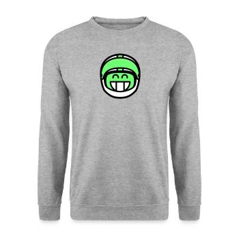 Emoticon Grin with motorcycle helmet (colors can be changed) - Unisex Sweatshirt - salt & pepper - Front - Alina (178cm) & Michal (187cm)