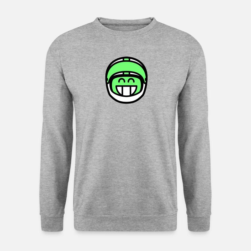 Emoticon Grin with motorcycle helmet (colors can be changed) - Unisex Sweatshirt - salt & pepper