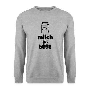 Milch ist böse - Unisex Pullover - Weißgrau meliert - Vorne - Alina (178cm) & Michal (187cm)