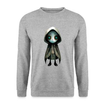 Niedliches Monster - Unisex Pullover - Weißgrau meliert - Vorne - Alina (178cm) & Michal (187cm)