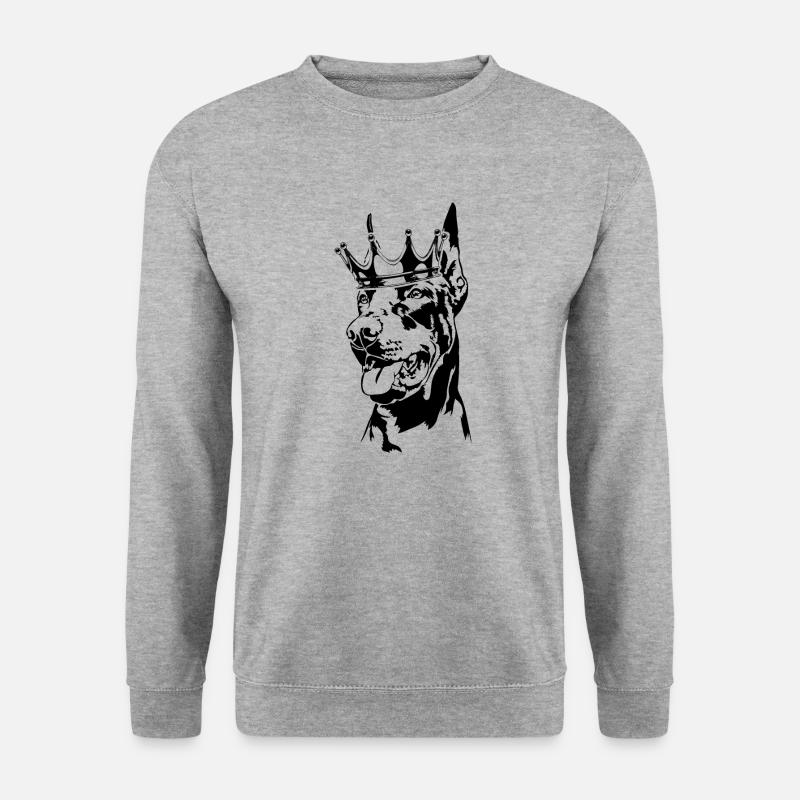 Dobermann Krone Hund Hunde Wilsigns - Unisex Pullover - Weißgrau meliert