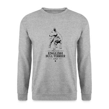 English Bull Terrier Dad Bullterrier Hund Wilsigns - Unisex Pullover - Weißgrau meliert - Vorne - Alina (178cm) & Michal (187cm)