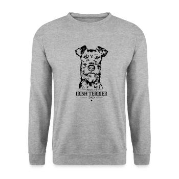 Irish Terrier Dad Hunde Hund Wilsigns - Unisex Pullover - Weißgrau meliert - Vorne - Alina (178cm) & Michal (187cm)