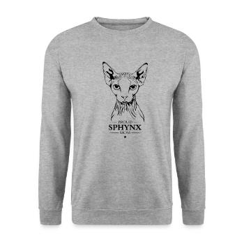 Sphynx Maman Chat Chats Wilsigns - Sweat-shirt Unisexe - gris chiné - Devant - Alina (178cm) & Michal (187cm)