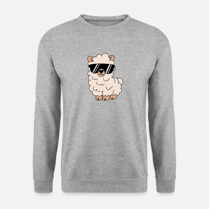 Lustiges Lama Alpaka - Unisex Pullover - Weißgrau meliert
