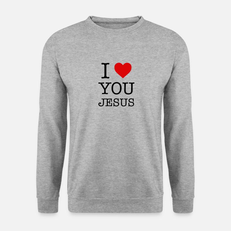Ich liebe dich Jesus - ich herze dich Jesus - Unisex Pullover - Weißgrau meliert