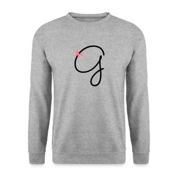 Lettre G Papillon Lettre - Sweat-shirt Unisexe - gris chiné - Devant - Alina (178cm) & Michal (187cm)