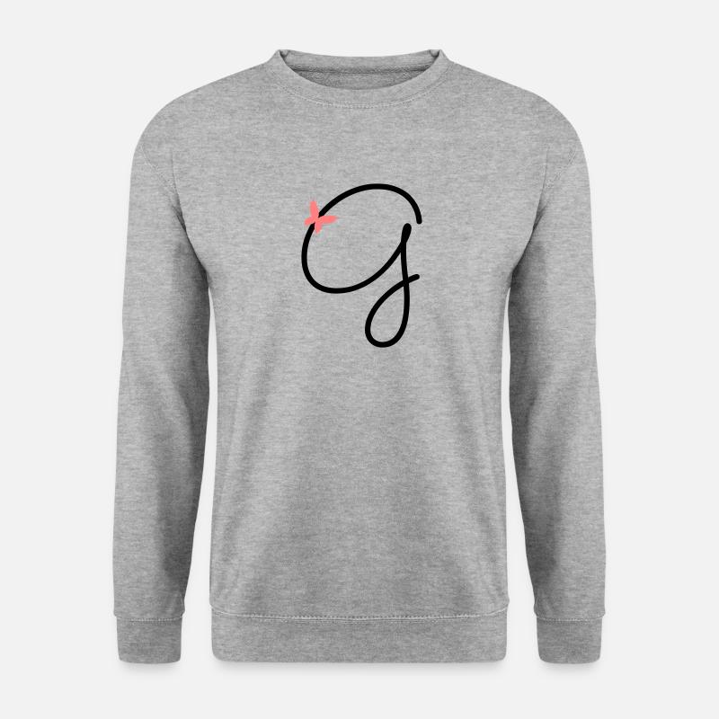 Buchstabe G Schmetterlingsbuchstabe - Unisex Pullover - Weißgrau meliert