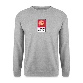 Team Pizza - das Pizza Team - Unisex Pullover - Weißgrau meliert - Vorne - Alina (178cm) & Michal (187cm)