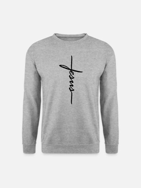 Jesus - Unisex Pullover - Weißgrau meliert