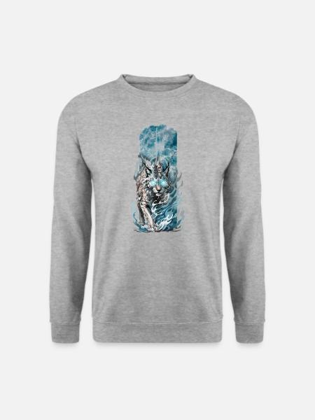 Divine Presence: Spiritual Lynx with Glowing Eyes - Unisex Sweatshirt - salt & pepper