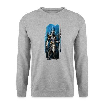 Osiris, Wächter des Jenseitsreichs - Unisex Pullover - Weißgrau meliert - Vorne - Alina (178cm) & Michal (187cm)