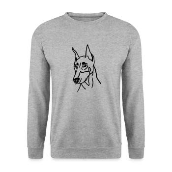 Dobermann - Unisex Pullover - Weißgrau meliert - Vorne - Alina (178cm) & Michal (187cm)