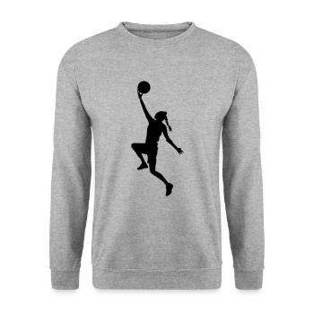 basketball girl silhouette - Sweat-shirt Unisexe - gris chiné - Devant - Alina (178cm) & Michal (187cm)