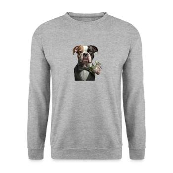 I'm not single, I have a dog - Unisex Pullover - Weißgrau meliert - Vorne - Alina (178cm) & Michal (187cm)