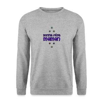 MUTTERTAG. SCHÖNEN MUTTERTAG. Mama. ICH LIEBE DICH - Unisex Pullover - Weißgrau meliert - Vorne - Alina (178cm) & Michal (187cm)