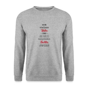 Vater Tochter - Unisex Pullover - Weißgrau meliert - Vorne - Alina (178cm) & Michal (187cm)