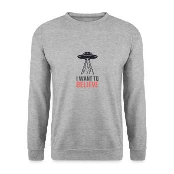 I want to believe - Sweat-shirt Unisexe - gris chiné - Devant - Alina (178cm) & Michal (187cm)