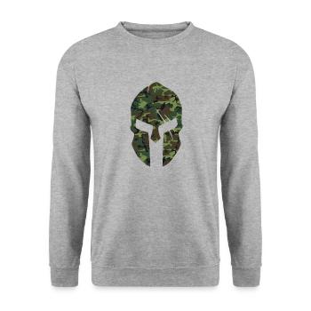 spartan helmet camouflage - Unisex Pullover - Weißgrau meliert - Vorne - Alina (178cm) & Michal (187cm)