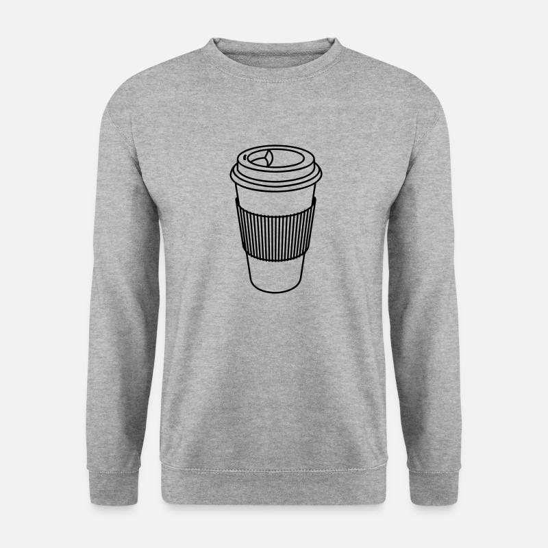 Coffee to Go (1c) - Unisex Pullover - Weißgrau meliert