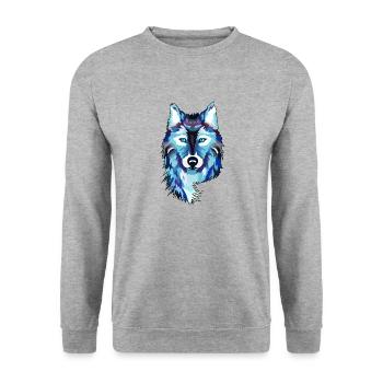 Wolf - Unisex Pullover - Weißgrau meliert - Vorne - Alina (178cm) & Michal (187cm)