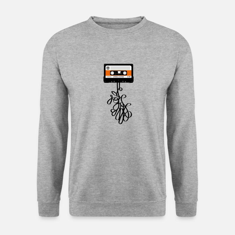RETRO COLLECTION: KASSETTE MIT BANDSALAT, orange - Unisex Pullover - Weißgrau meliert