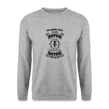 Osten Geschenk DDR Ossi Ostdeutschland - Unisex Pullover - Weißgrau meliert - Vorne - Alina (178cm) & Michal (187cm)