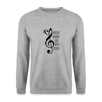 I love Music - Unisex Pullover - Weißgrau meliert - Vorne - Alina (178cm) & Michal (187cm)