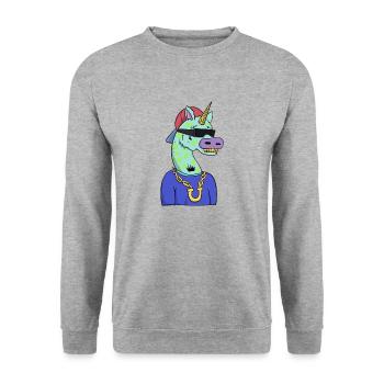 Gangster Einhorn Unicorn - Unisex Sweatshirt - salt & pepper - Front - Alina (178cm) & Michal (187cm)
