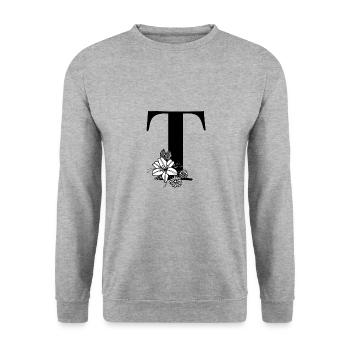 Letter T - Unisex Sweatshirt - salt & pepper - Front - Alina (178cm) & Michal (187cm)
