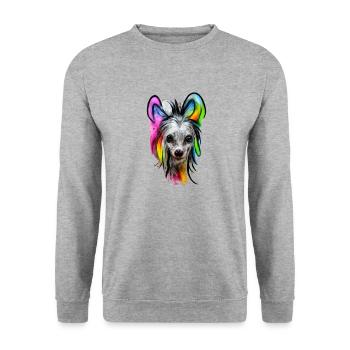 Chinese Crested Dog Design in Color - Unisex Sweatshirt - salt & pepper - Front - Alina (178cm) & Michal (187cm)