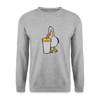 Seagull drinks cola drink - Unisex Sweatshirt - salt & pepper - Front - Alina (178cm) & Michal (187cm)