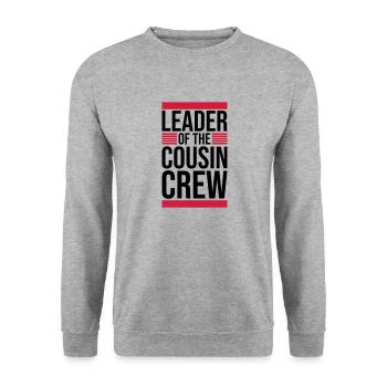 Leader Cousin Crew Team - Unisex Pullover - Weißgrau meliert - Vorne - Alina (178cm) & Michal (187cm)