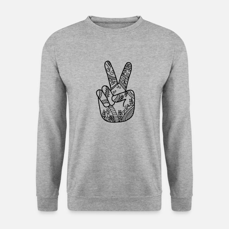 Peace Hand - Unisex Pullover - Weißgrau meliert