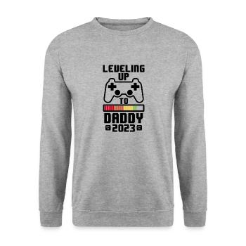 Niveau jusqu’à Père 2023 - Grossesse Hommes - Sweat-shirt Unisexe - gris chiné - Devant - Alina (178cm) & Michal (187cm)