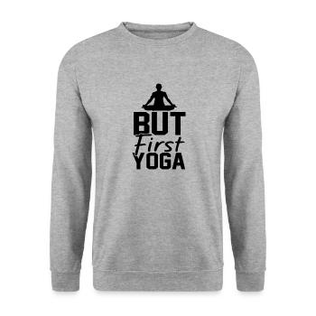 Mais d’abord le yoga - Sweat-shirt Unisexe - gris chiné - Devant - Alina (178cm) & Michal (187cm)