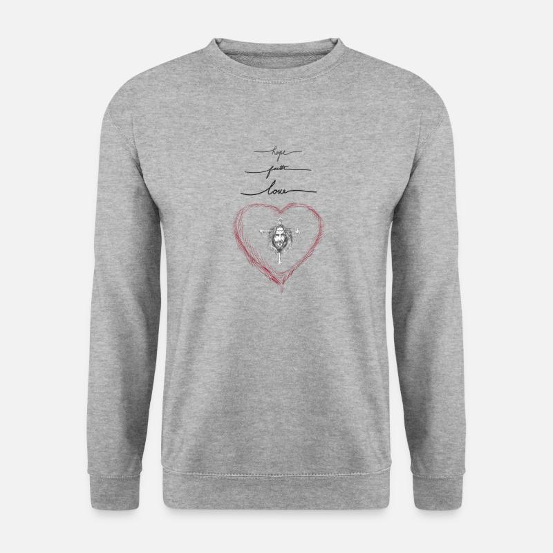 Jesus in love - Unisex Pullover - Weißgrau meliert