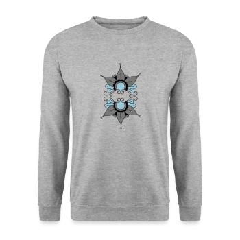 Orientalisches Muster - Unisex Pullover - Weißgrau meliert - Vorne - Alina (178cm) & Michal (187cm)