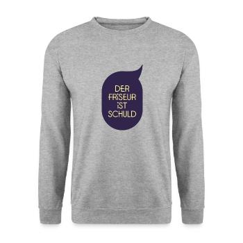Der Friseur ist schuld, Haarschnitt, Frisur - Unisex Pullover - Weißgrau meliert - Vorne - Alina (178cm) & Michal (187cm)