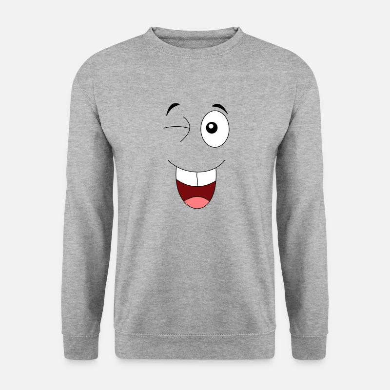 Zwinker Gesicht - Unisex Pullover - Weißgrau meliert