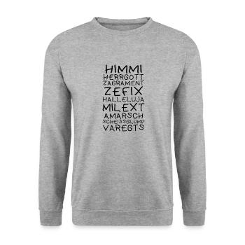 himmi herrgott zefix halleluja - bayerischer fluch - Unisex Pullover - Weißgrau meliert - Vorne - Alina (178cm) & Michal (187cm)