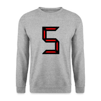 5. 5 JAHRE. 5-JÄHRIGES JUBILÄUM. GEBURTSTAG 5 JAHRE. 5 - Unisex Pullover - Weißgrau meliert - Vorne - Alina (178cm) & Michal (187cm)