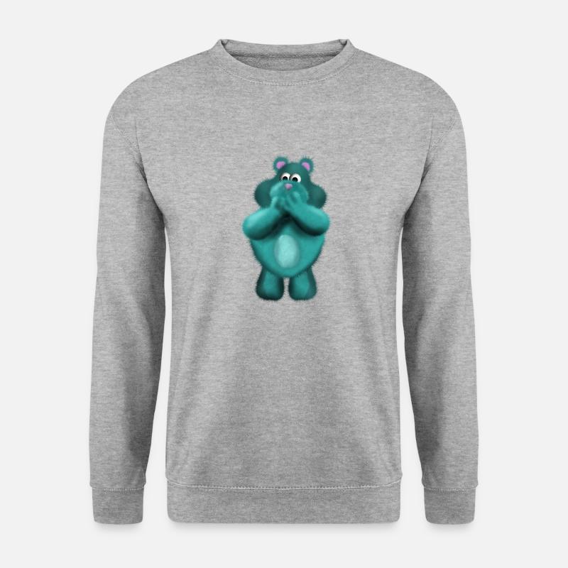 Fluffy der fluffige Teddybär - Unisex Pullover - Weißgrau meliert