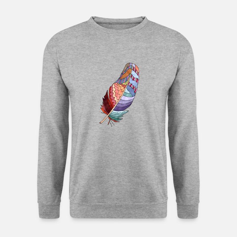 Feder - Unisex Pullover - Weißgrau meliert