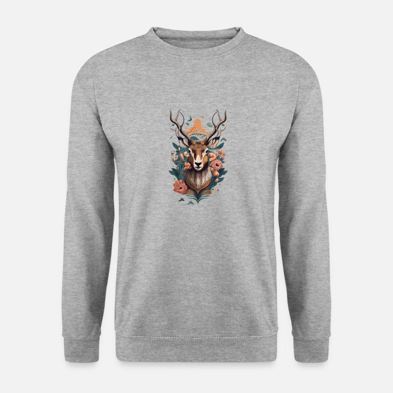 HIRSCH - Unisex Pullover - Weißgrau meliert