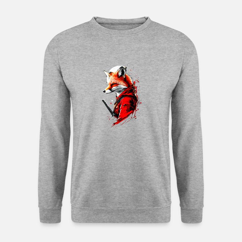 Fuchs im Mondlicht - Unisex Pullover - Weißgrau meliert
