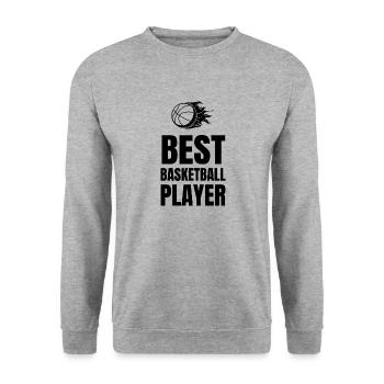 Basketball - Unisex Pullover - Weißgrau meliert - Vorne - Alina (178cm) & Michal (187cm)