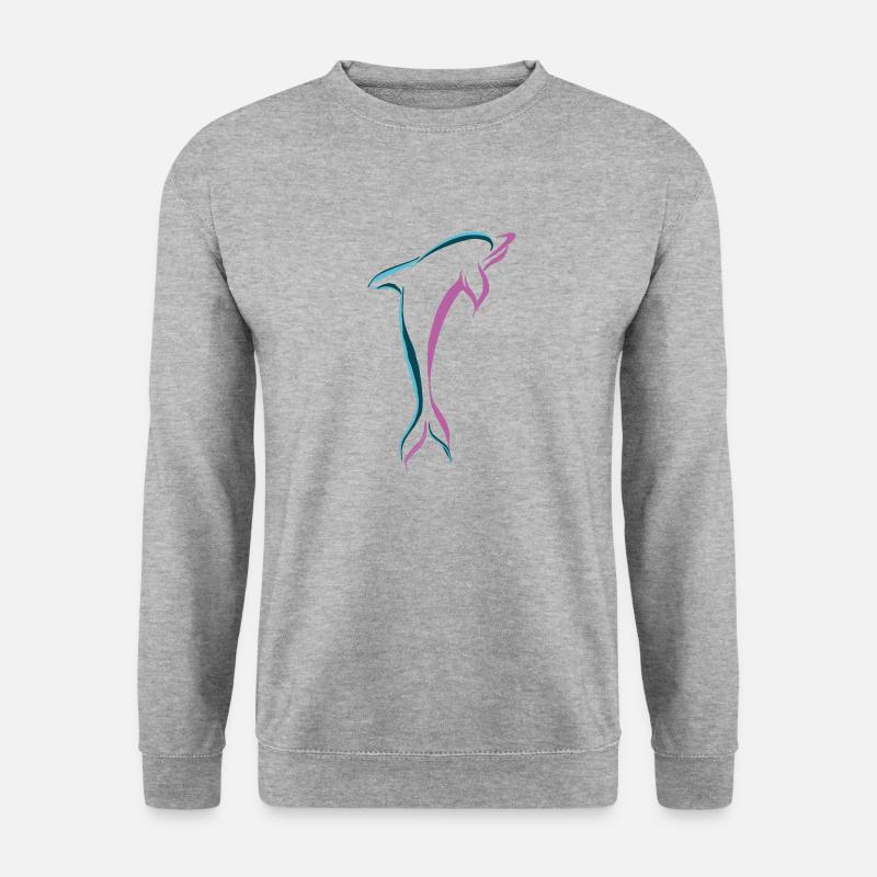 delfin - Unisex Pullover - Weißgrau meliert