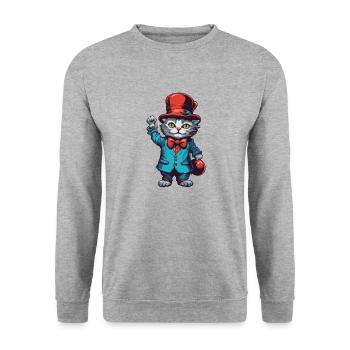 Clown Animal / Cirque / Drôle / Coloré / Spectacle / Chat - Sweat-shirt Unisexe - gris chiné - Devant - Alina (178cm) & Michal (187cm)